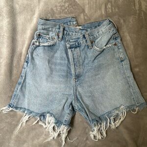 Agolde Criss Cross Denim Shorts